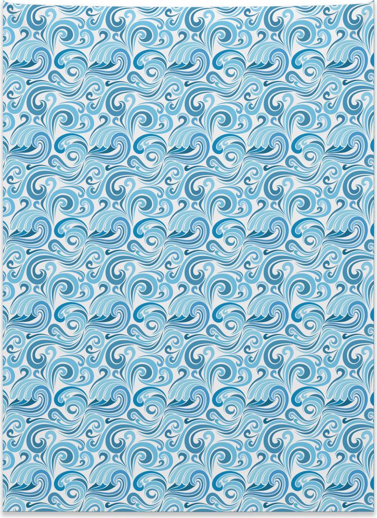 Abakuhaus Nautisch Wandteppich, Abstrakte Meereswellen aus Weiches Mikrofaser Stoff Kein Verblassen Klare Farben Waschbar, 110 x 150 cm, Babyblau W...