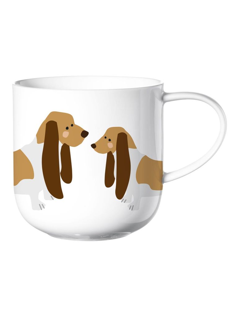 ASA Selection coppa cats & dogs Henkelbecher Basset Hound, Kaffeetasse, Becher, Kaffee Tasse, Tee, Fine Bone China, Weiß, 400 ml, 19445014
