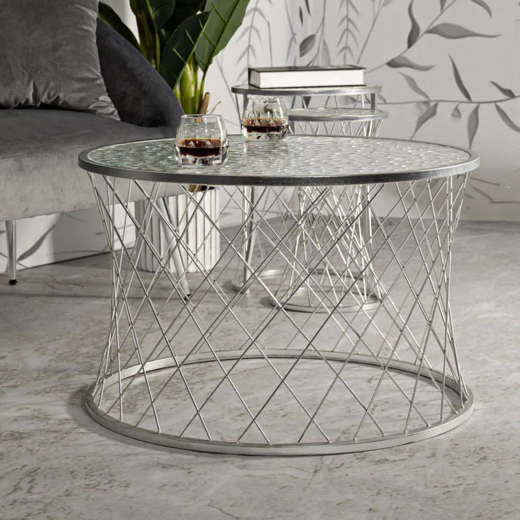 Table Basse Noah Argent 70cm (4 pcs) - Gain de Place et Design Modulable