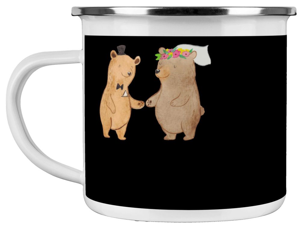 Mr. & Mrs. Panda Emaille Tasse Kirchliche Trauung Liebe Glaube - Schwarz - Geschenk, Geschenke, Heirat, Bräutigam, Pott, Trauspruch, Kaffeepott, E...