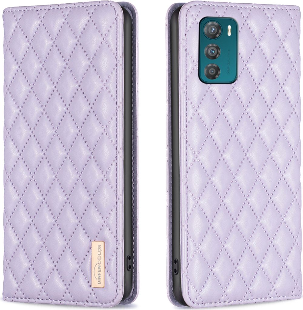 Moto G42 Hülle, Elegant Bookstyle Flip Leder Kartenfächer Schutzhülle mit Ständer für Motorola Moto G42 Lila