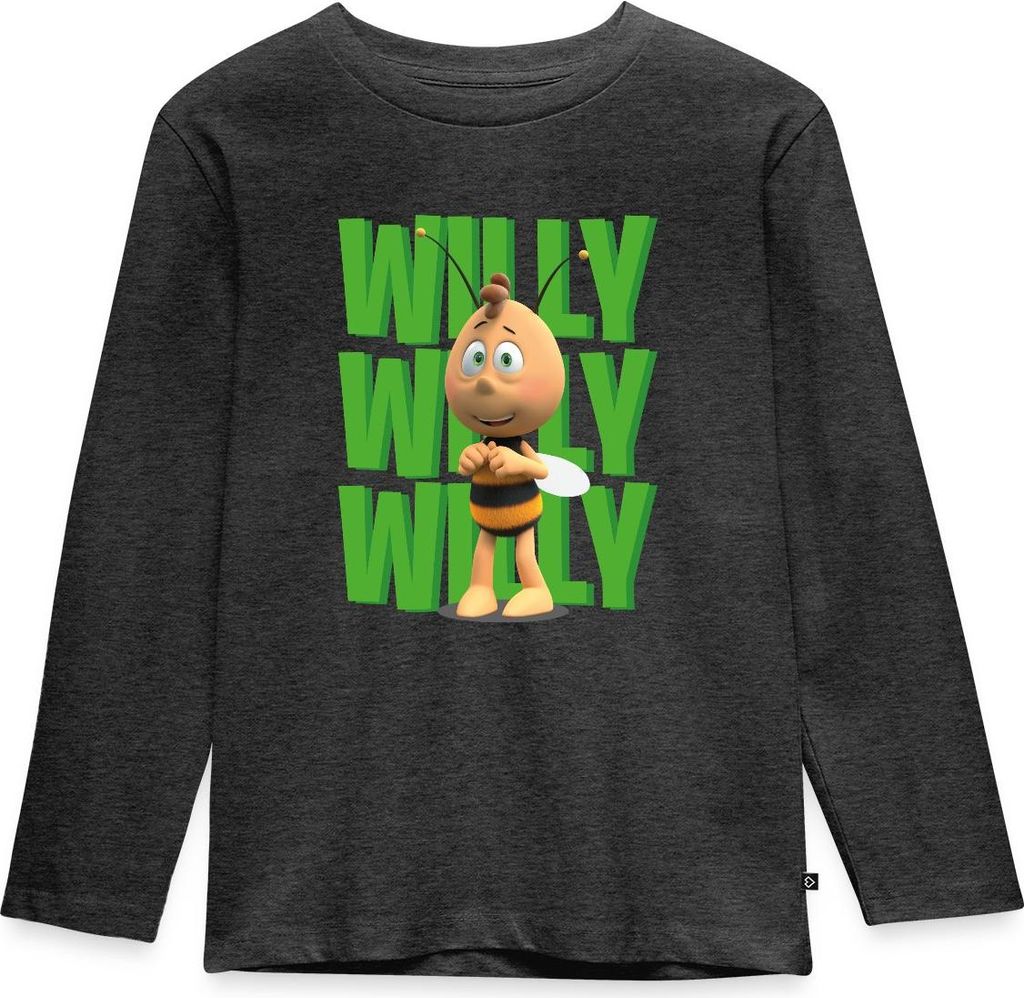 Spreadshirt Die Biene Maja 3 Das Geheime Königreich Film Willi Kinder Premium Langarmshirt, 134/140 (8 Jahre), Anthrazit meliert