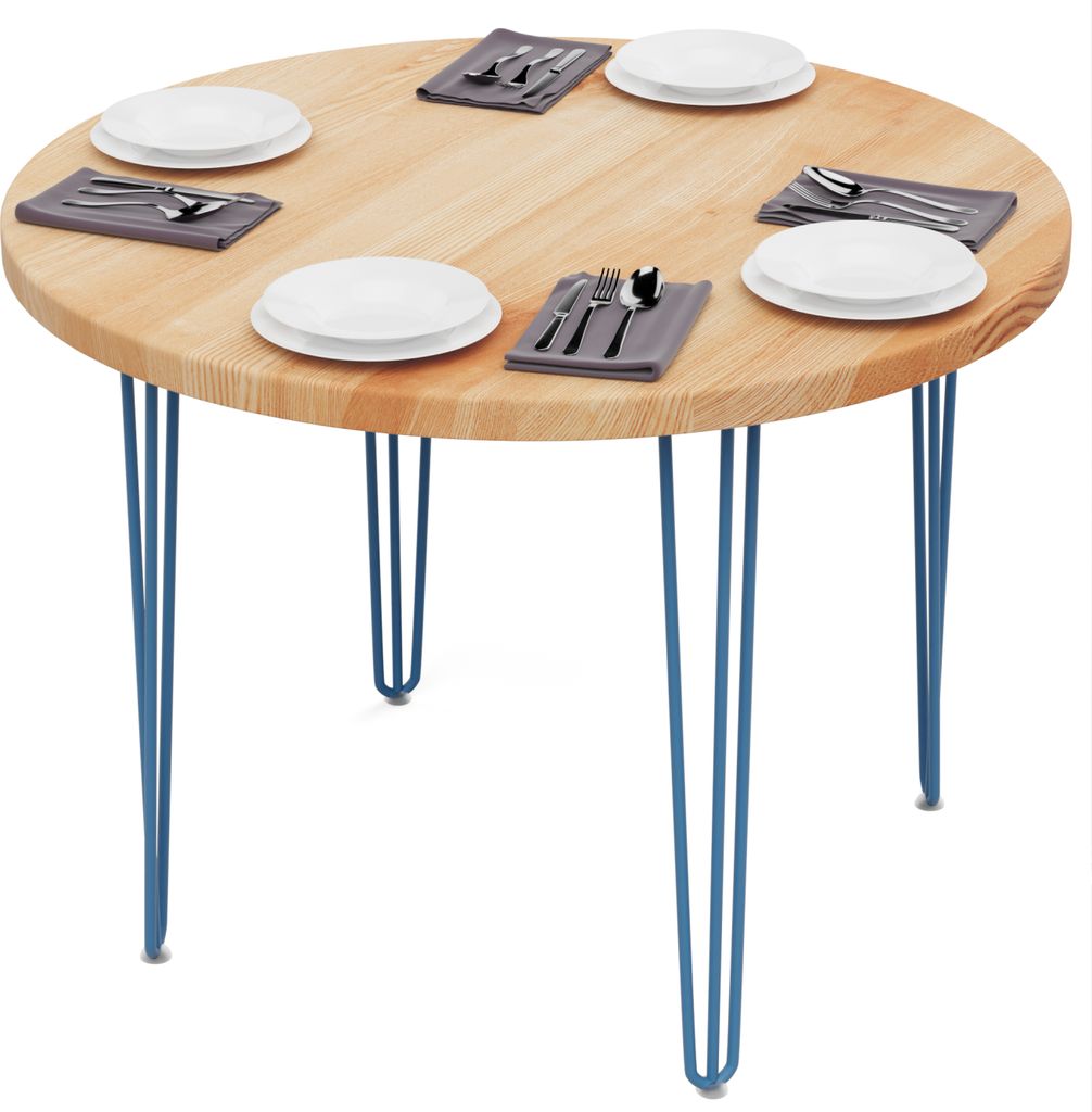 LAMO Manufaktur Esstisch rund 100 cm | Wohnzimmertisch Holz, Bistrotisch | Runder Tisch für Küche, Restaurant | Stärke: 40mm, Farbe: Natur, Bein...