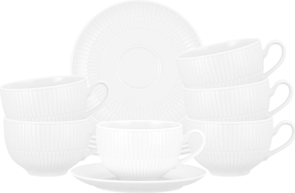 Seltmann Weiden Amina weiß Milchkaffeetasse + Untertasse 6er Set