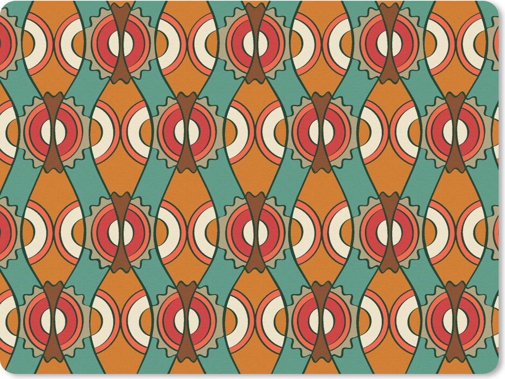 MuchoWow Mauspad Mousepad Design - Retro - Orange - Abstrakt 40x30 cm - Mousepads - Maus Mat - Pad - Mausunterlage - Anti Rutsch