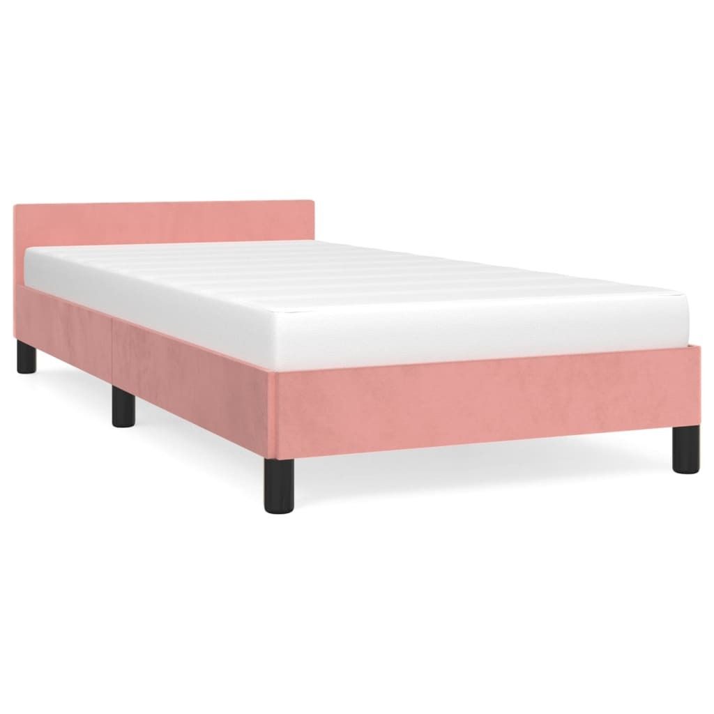 vidaXL Cadre de lit avec tête de lit sans matelas rose Image du produit 