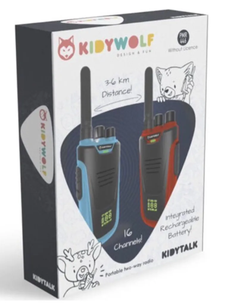 Talkie-walkie KIDYWOLF avec lampe de poche intégrée - Coloris Bleu et Rouge