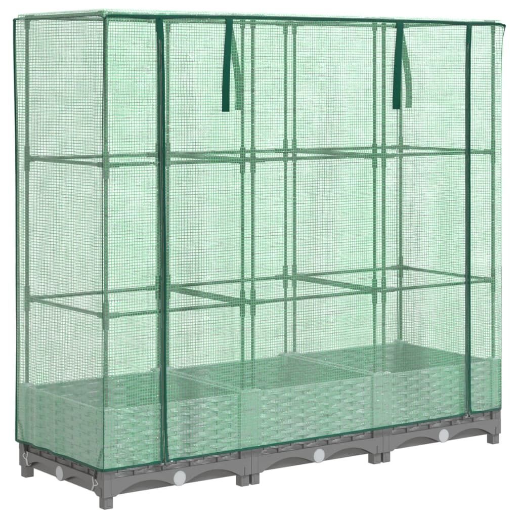 Hochbeet mit Gewächshaus-Aufsatz Rattan-Optik 120x40x123 cm Produktbild 