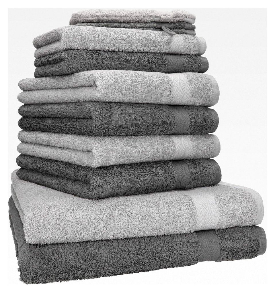 Handtuch-Set 10-teilig – 100% Baumwolle – – saugfähig und weich – 470g/m² – Duschtücher, Handtücher, Gästetücher und Waschhandsc...