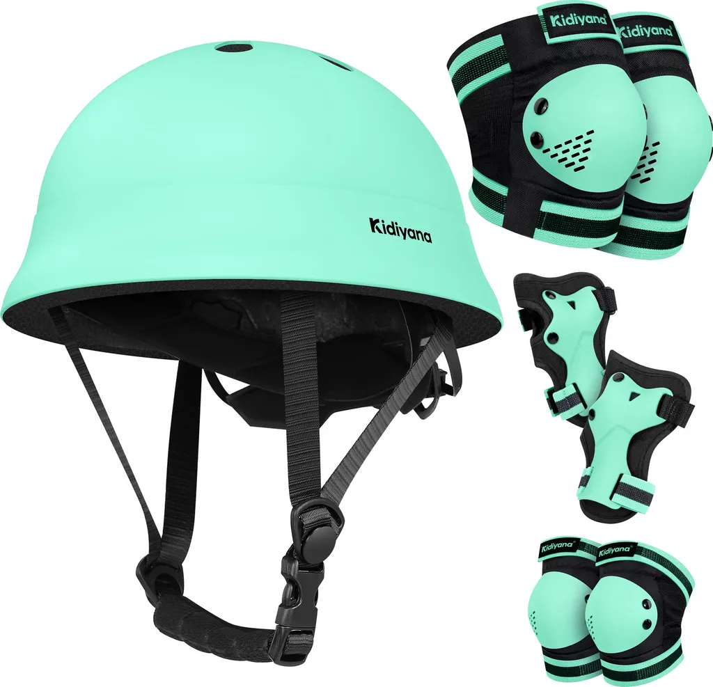Kidiyana Casque Enfant XS 48-54cm avec Kit de Protections S Vert Complet