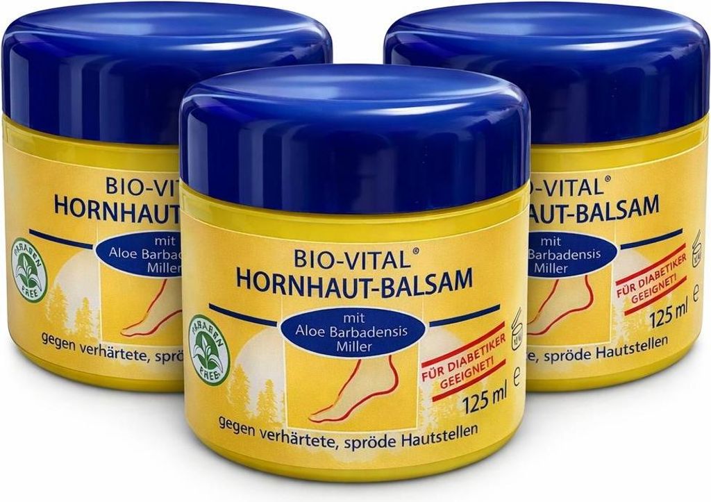 3x 125 ml BIO-VITAL Hornhaut-Balsam Aloe-Vera Fusscreme