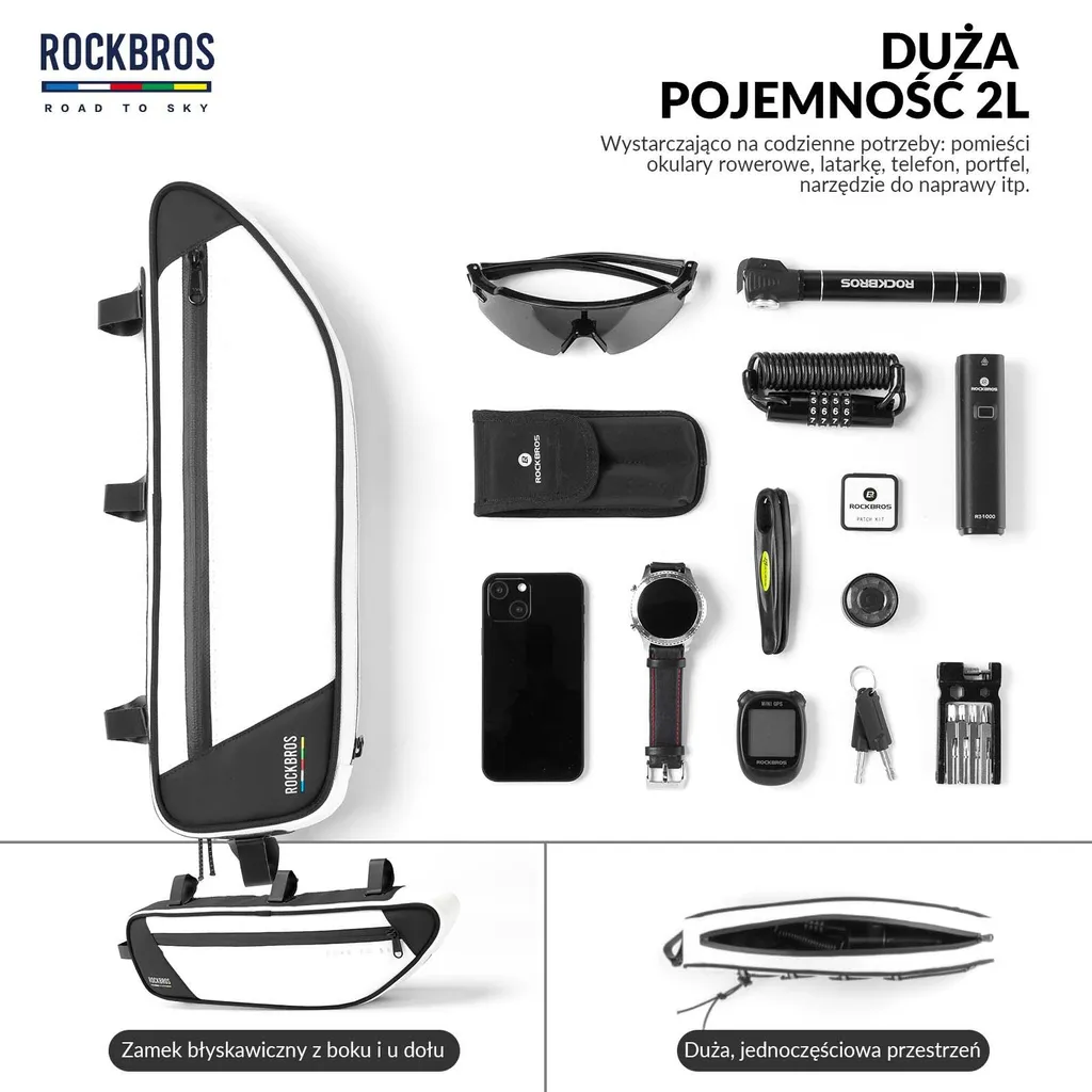 Sac De Cadre Triangulaire Pour Vélo – Rangement étanche, Nylon Résistant, Fermeture éclair, Sangle Réglable (20x18,5x4 Cm)