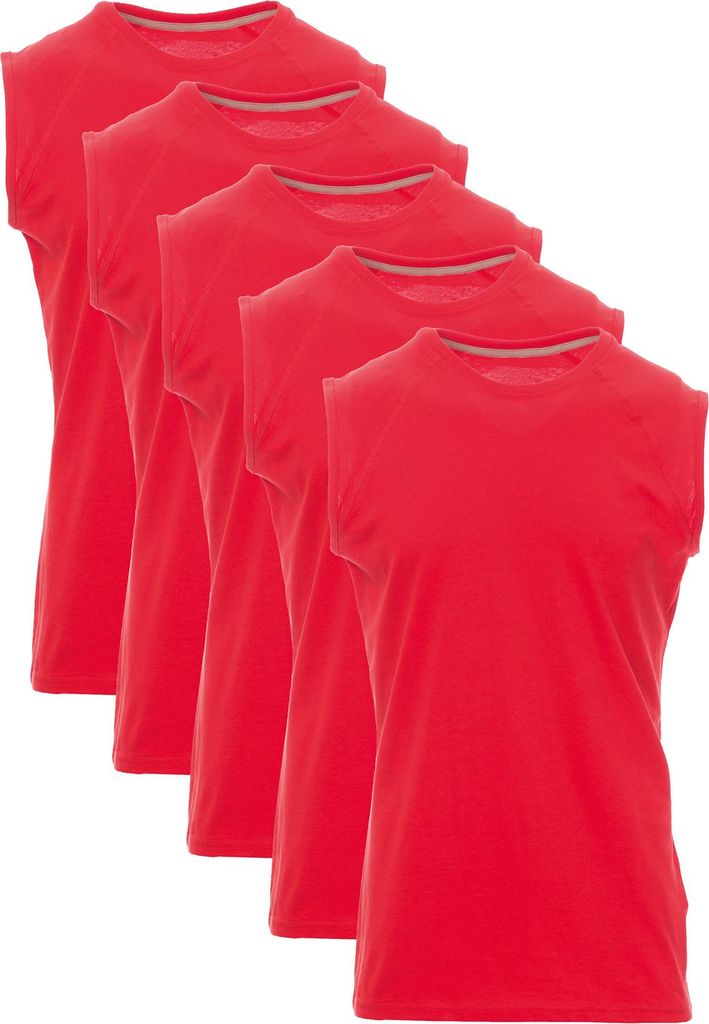Mivaro Herren Tank Top 5er Pack aus Baumwolle in Rot - ärmelloses Shirt im Multipack, Rundhals-Ausschnitt, Regular Fit, Größen S bis XXL