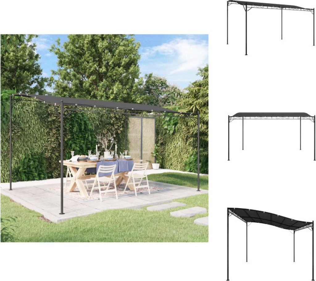vidaXL Markise Anthrazit 4x3 m 180 g/m² Stoff und Stahl - Pavillons & Partyzelte