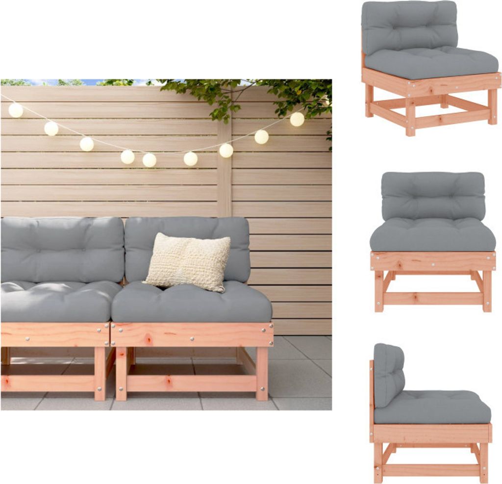 vidaXL Mittelsofa mit Kissen Massivholz Douglasie - Gartensofaelemente