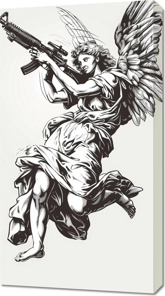 Tableau Ange Guerrier Mystique 50x90 cm Impression HD sur Toile Canvas