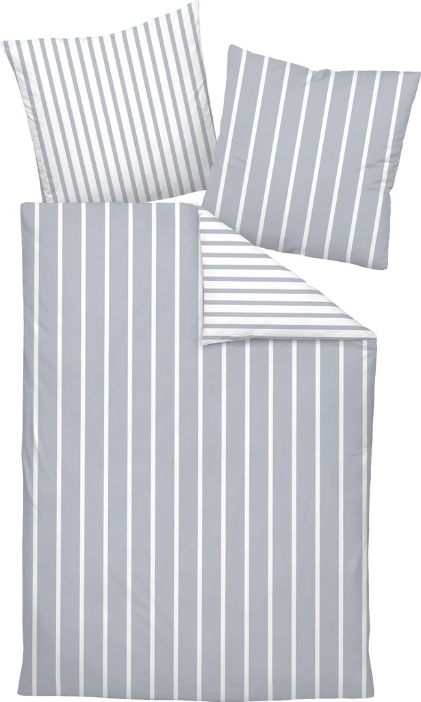 Janine Design Mako-Satin-Bettwäsche-Garnitur 39028 modernclassic Farbe platin Größe 135x200+80x80