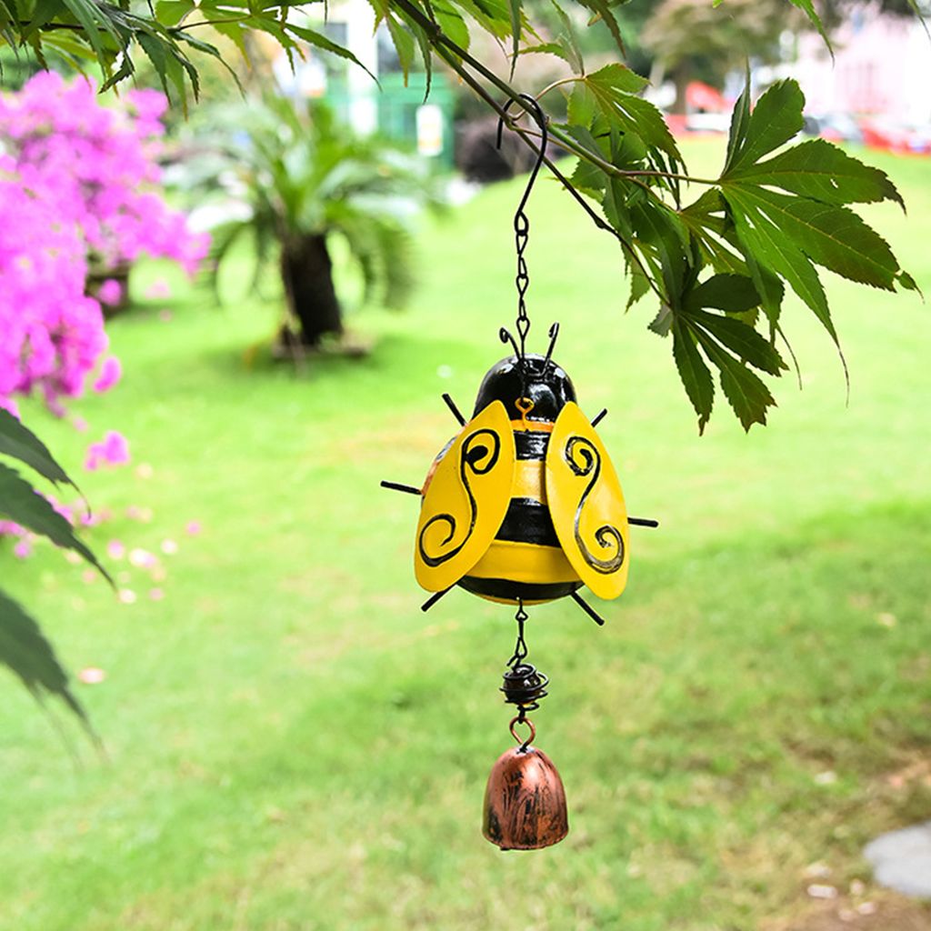 Biene Windchime kleine schöne Zierbiene Wind Glocken mit Hakenhängeglocke für Garten