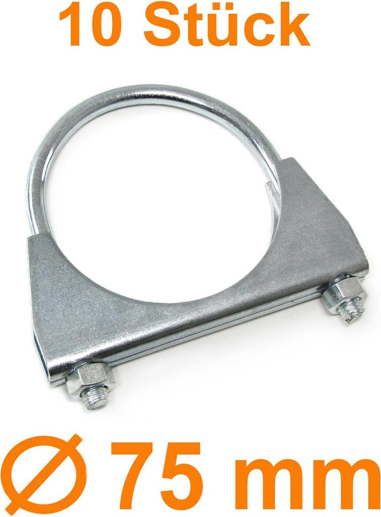 Auspuff U Bügelschelle Rohrschelle universal 3" 75mm M8 Set 10 Stück