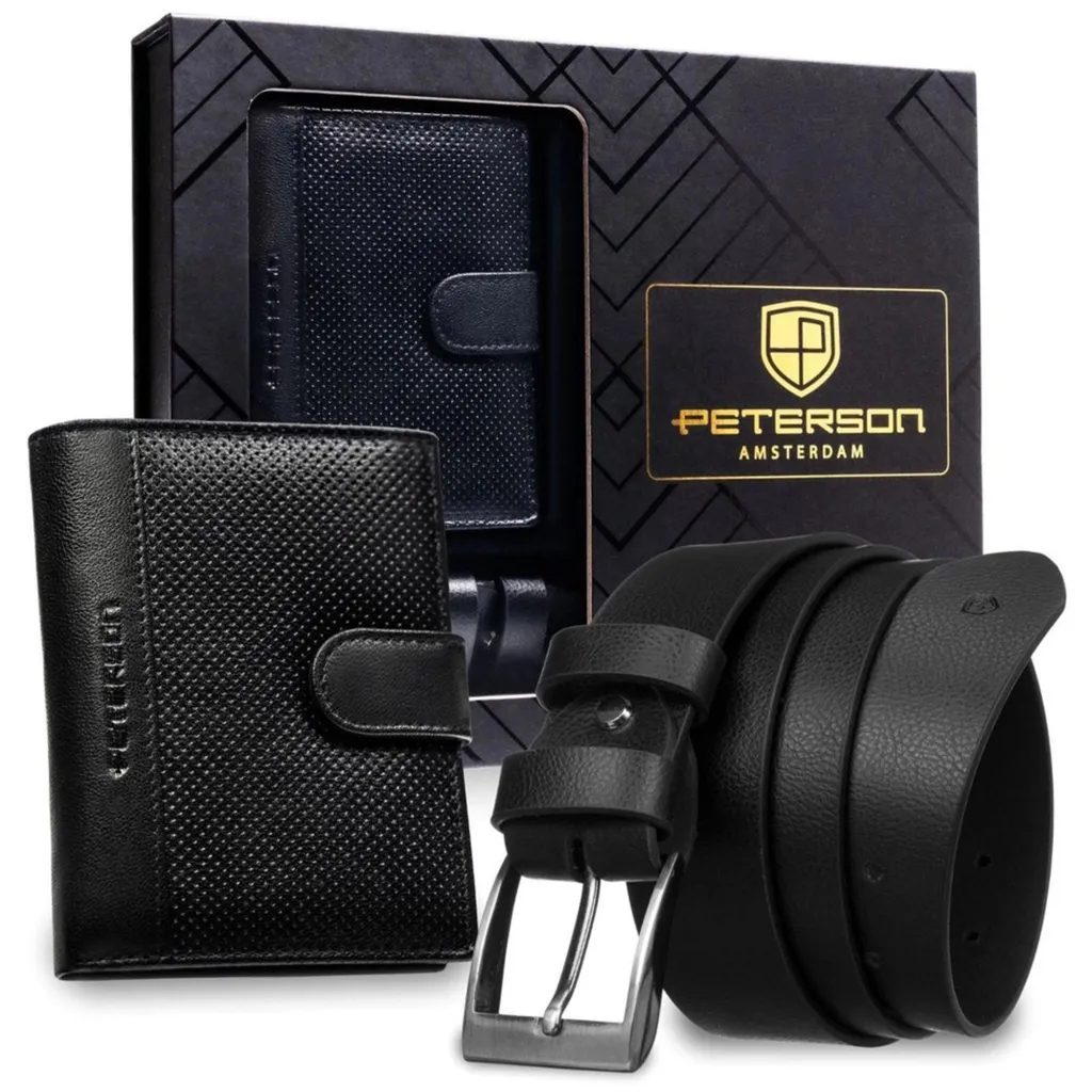 Portefeuille Peterson greg60362 en cuir noir véritable pour homme