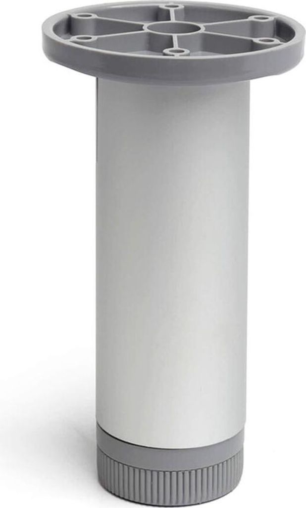 Aluminiumzylinderfuß, matt eloxierte Oberfläche, Modell 405, Maße ø3,9x15cm. Rei