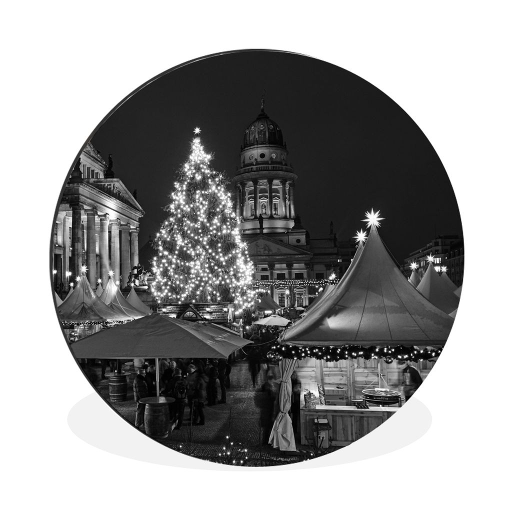 MuchoWow Aluminium Wandkreis Berlin - Weihnachten - Markt Ø 60 cm Wanddeko Modern Wohnzimmer - Wand Kreis - Wandbild - Schlafzimmer - Aluminium ...