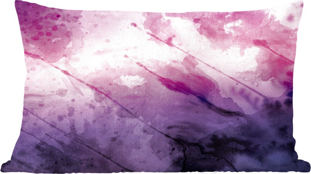 MuchoWow Zierkissen Sofakissen Wohnzimmer Dekokissen 50x30 cm Aquarell - Lila - Schwarz - Wohnzimmerdekoration - Polster mit Photo