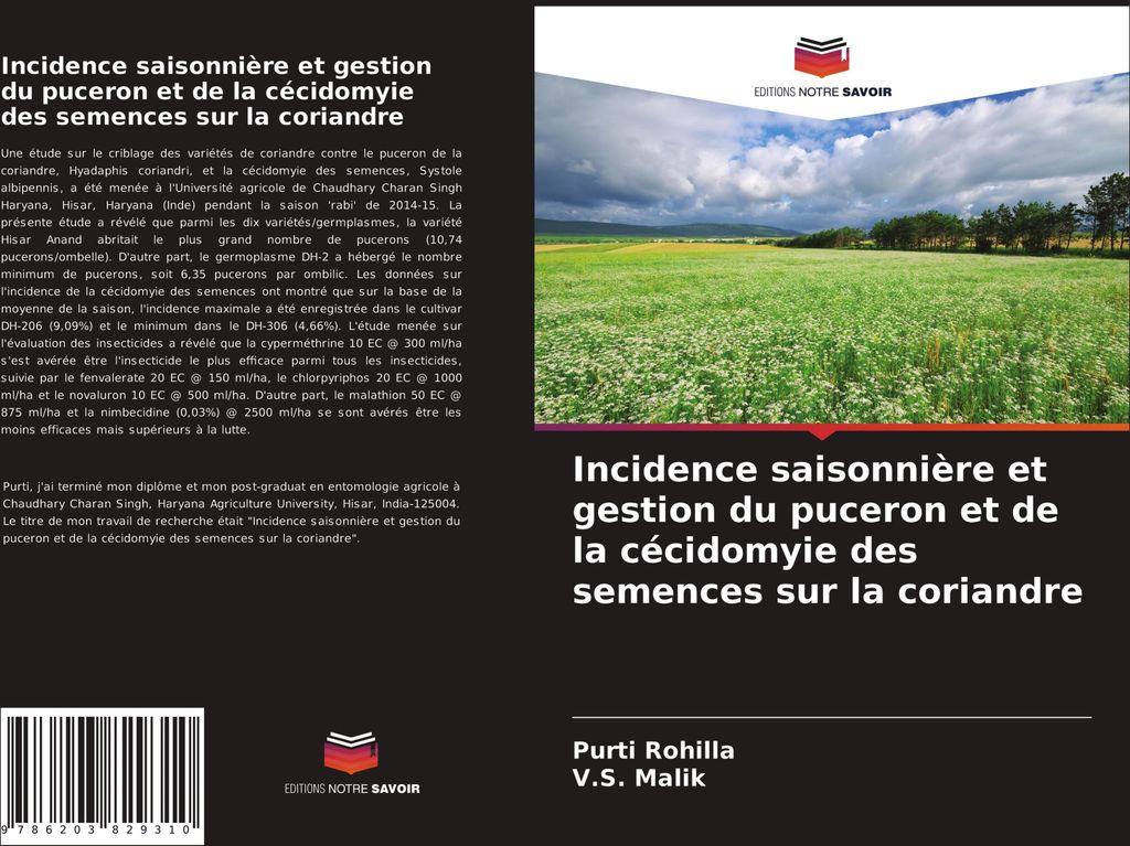 Incidence saisonnière et gestion du puceron et de la cécidomyie des semences sur la coriandre