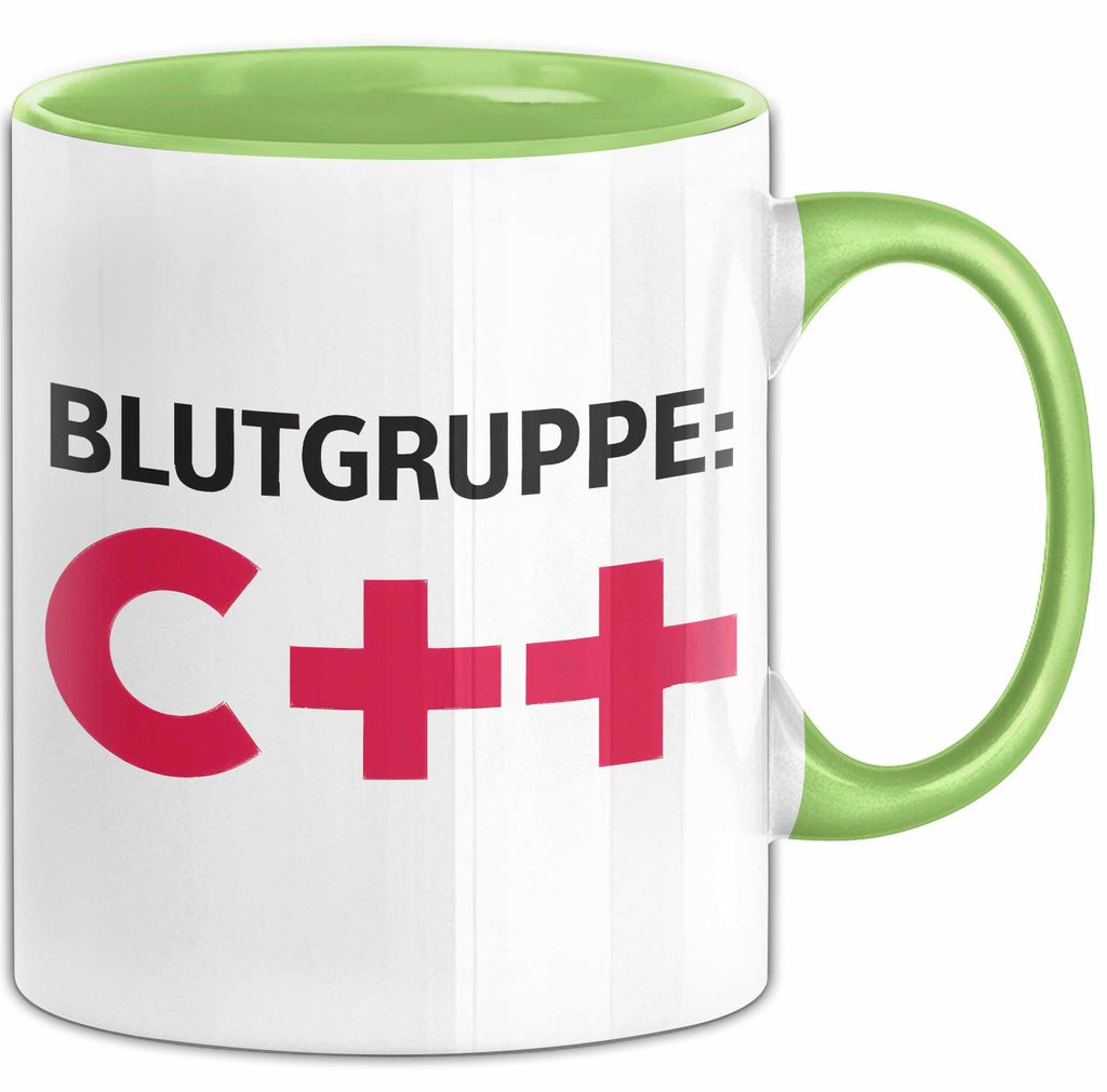 IT Programmierer Tasse Geschenk Blutgruppe C++ Spruch (Grün)