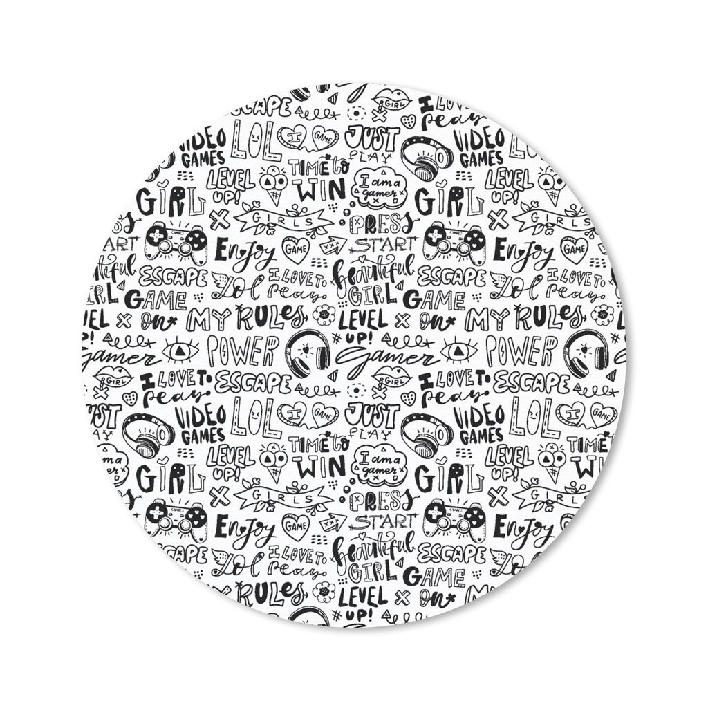 MuchoWow Mauspad Mousepad Doodle - Schwarz und weiß - Muster 20x20 cm - Mousepads - Maus Mat - Pad - Mausunterlage - Schreibtischmatte