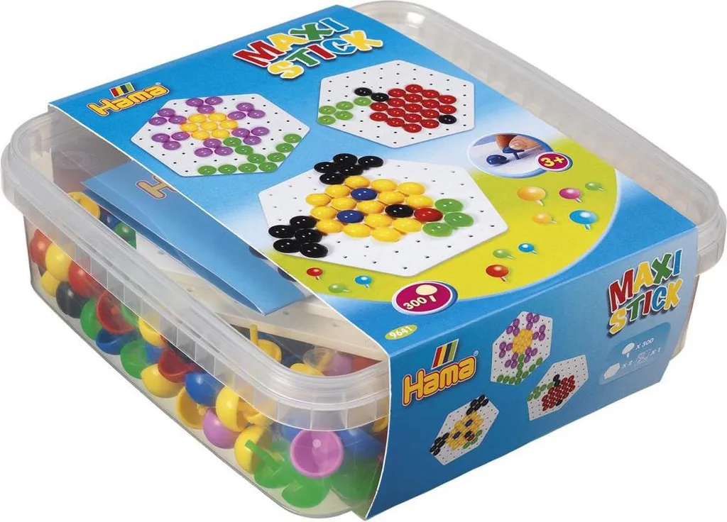 Jeu de mosaïque Hama Maxi Stick avec bâtonnets et plaques à piquer