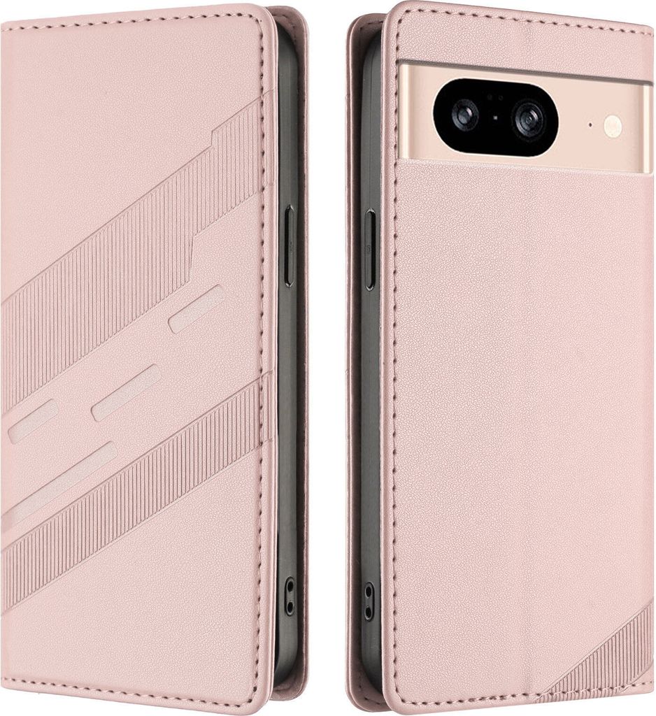 Hülle für Google Pixel 8, Kunstleder Brieftaschen Handyhülle mit Kartenfach und Standfunktion Pink