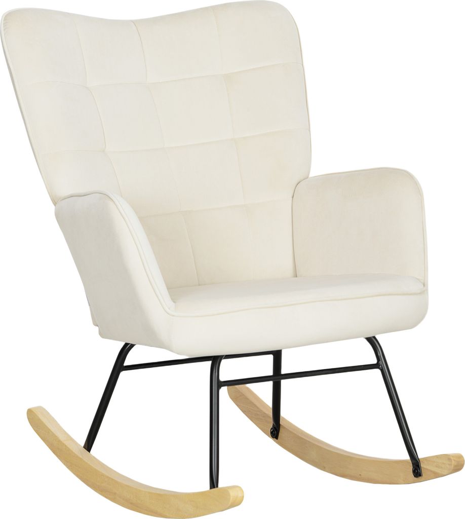 HOMCOM Massage Schaukelstuhl Mit Heizung - Samt Sessel Mit Fußstütze & 8-Punkt Massage