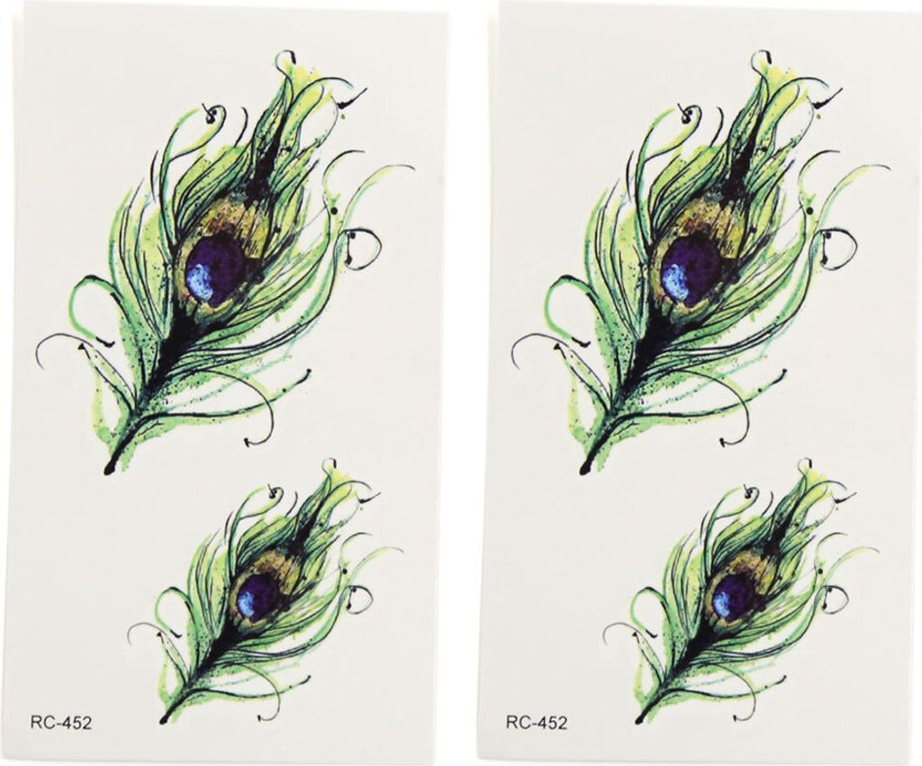 2Stk Pfauenfedern Muster temporäres Tattoo Aufkleber Körper Arm Kunst