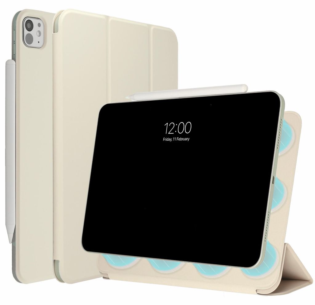 imoshion Magnet-Bücherregal für das Apple iPad Pro 11 (2025) M5 / (2024) M4 – Beige