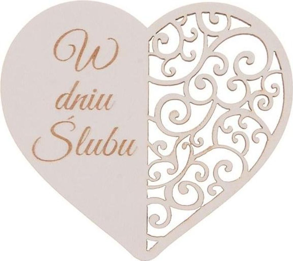 Weißes Holzherz mit Aufschrift – Am Hochzeitstag – 5 Stück Produktbild 