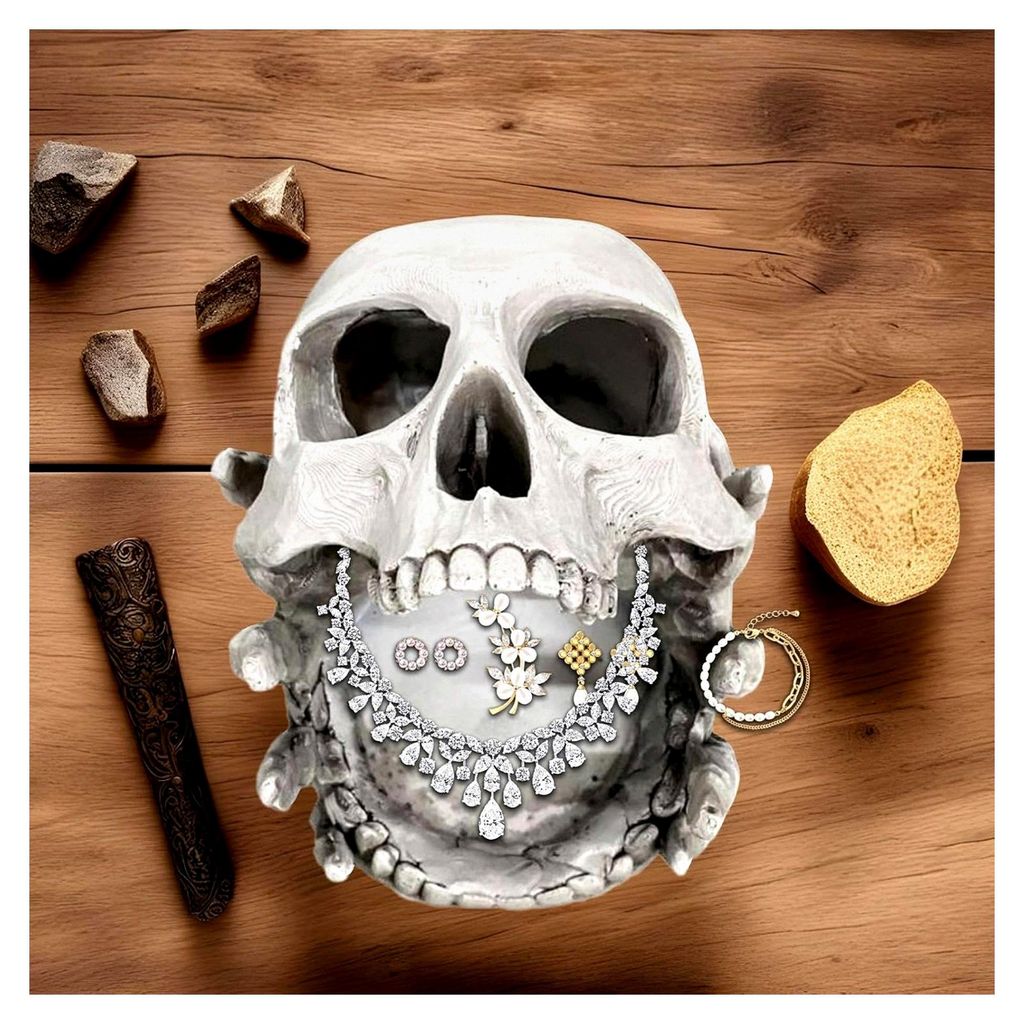 Schmuckorganizer Ablage, Totenkopf-Ablage für Kleinteile, Schmuckständer und Schmuckdisplay für Ketten, Ohrringe und Armbänder für Damen und M...