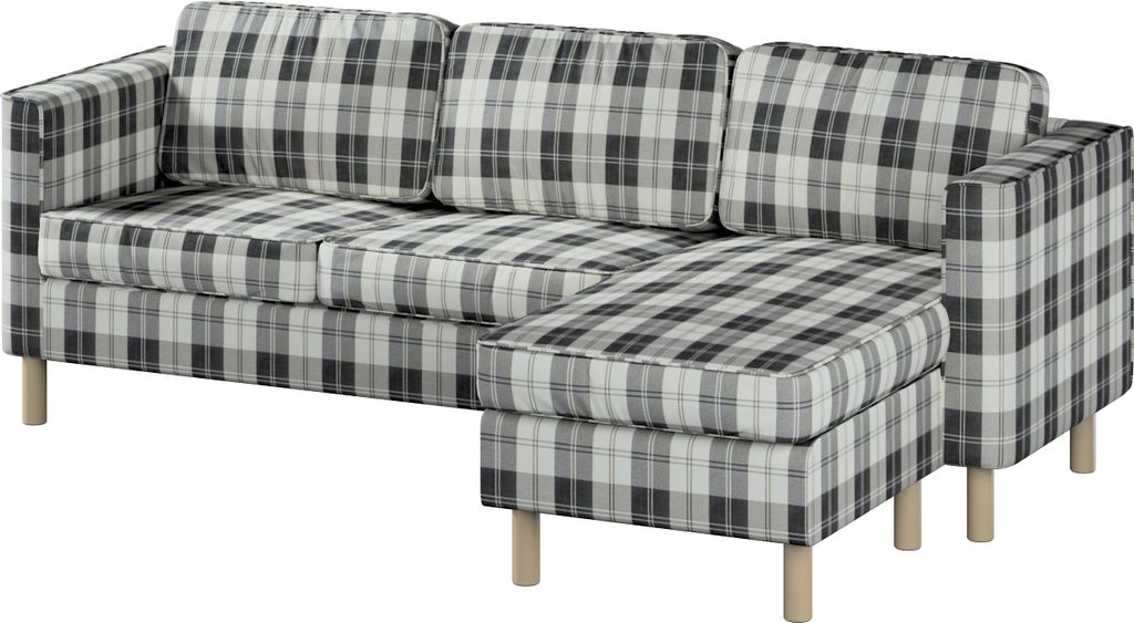 Dekoria Bezug für Pärup 3-Sitzer Sofa mit Recamiere, schwarz- weiss, 235x80x148