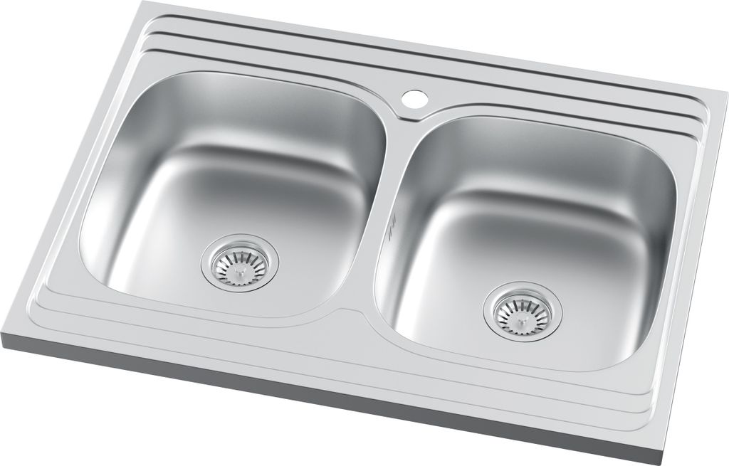 Dvojdřez z oceli Satin Chrome 80X60 Dřez se sifonem Obrázek produktu 2
