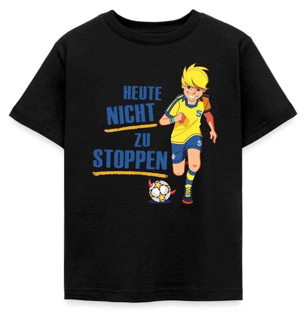 Spreadshirt Teufelskicker Heute Nicht Zu Stoppen Kinder T-Shirt, 98/104 (3-4 Jahre), Schwarz