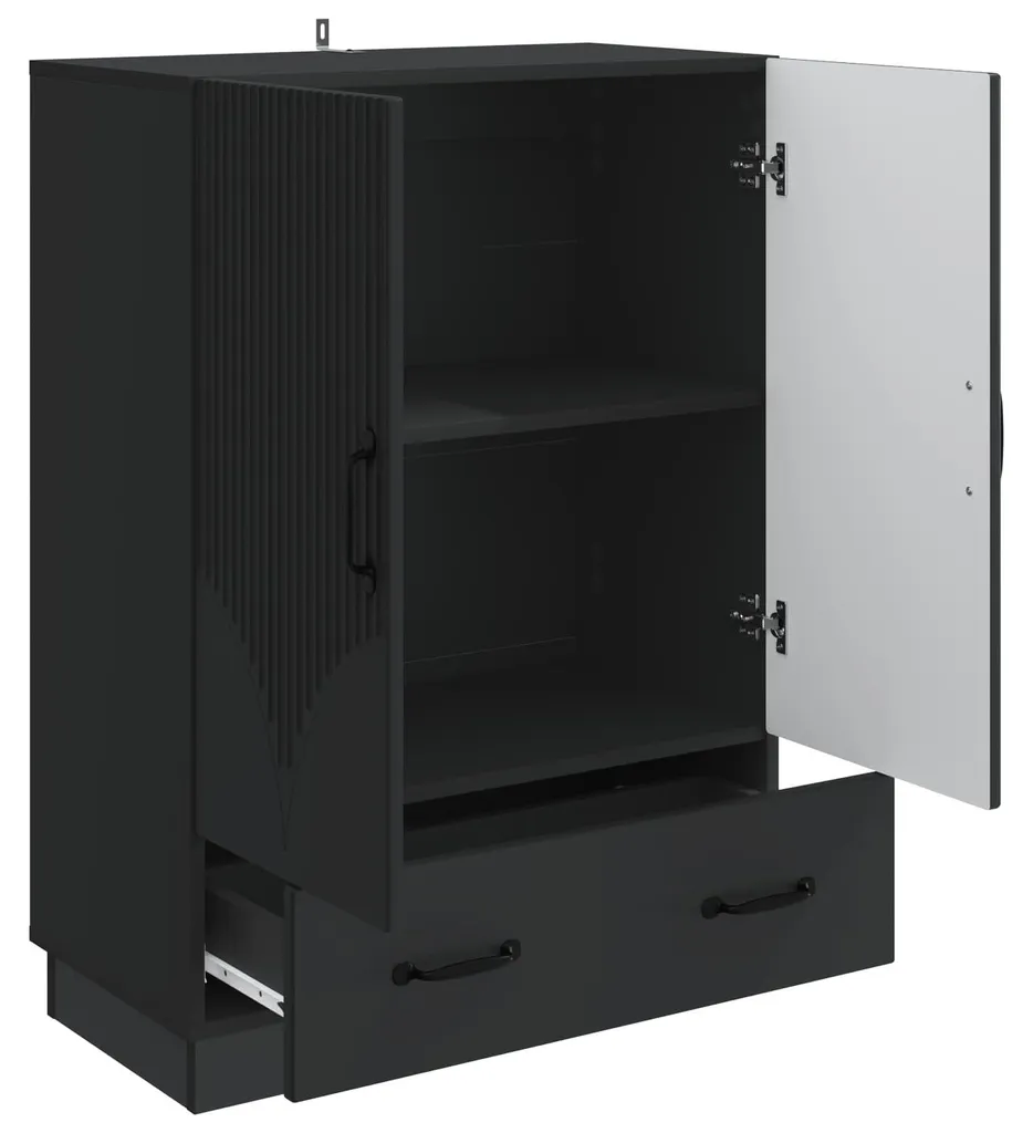 Buffet noir vidaXL en aggloméré compact, rangement solide chic