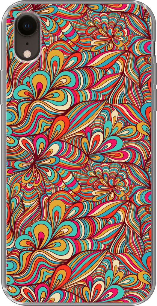 MuchoWow Handyhülle Schutzhülle Hülle für Telefoonhoesje iPhone XR Design - 70er Jahre - Fantasie - Farbe Silikon Softcase Handy Hülle - Sch...