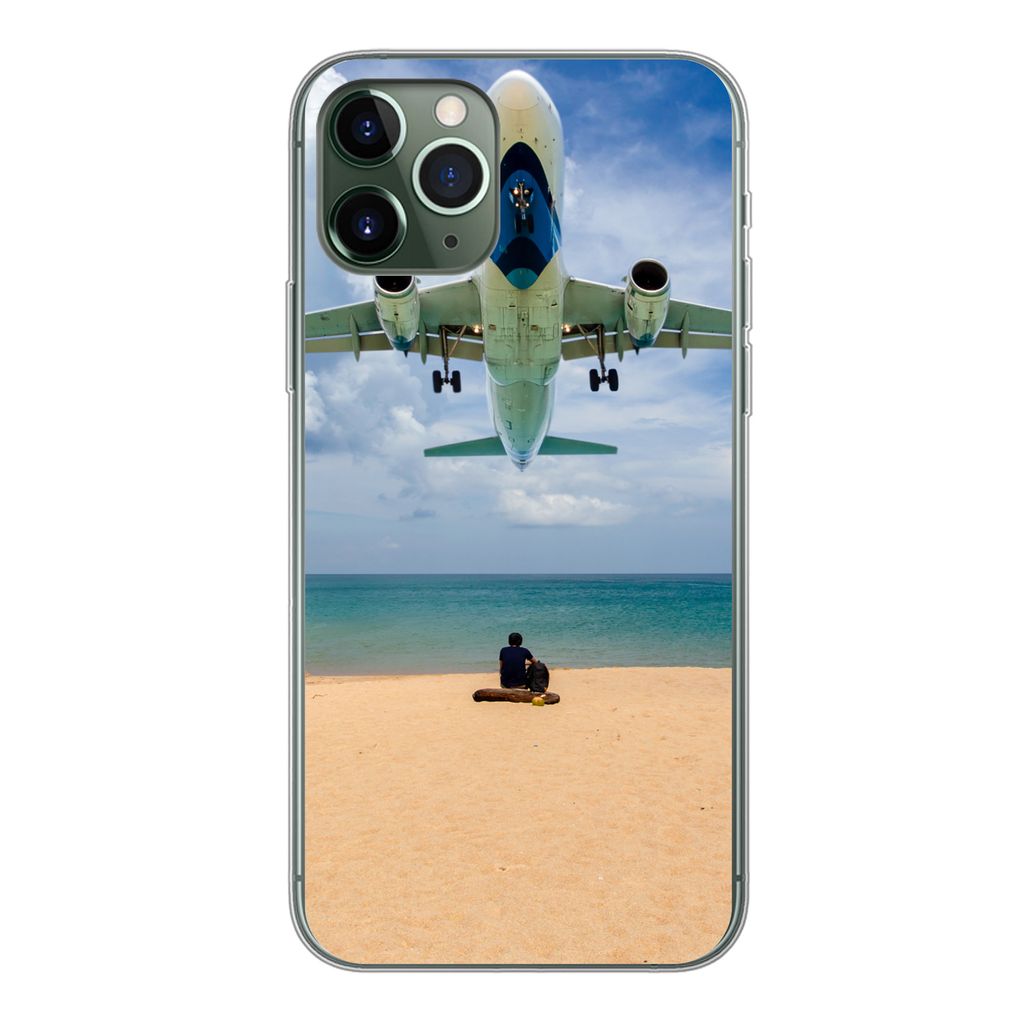 MuchoWow Handyhülle Schutzhülle Hülle für iPhone 11 Pro Strand - Meer - Flugzeuge Silikon Softcase Handy Hülle - Handy