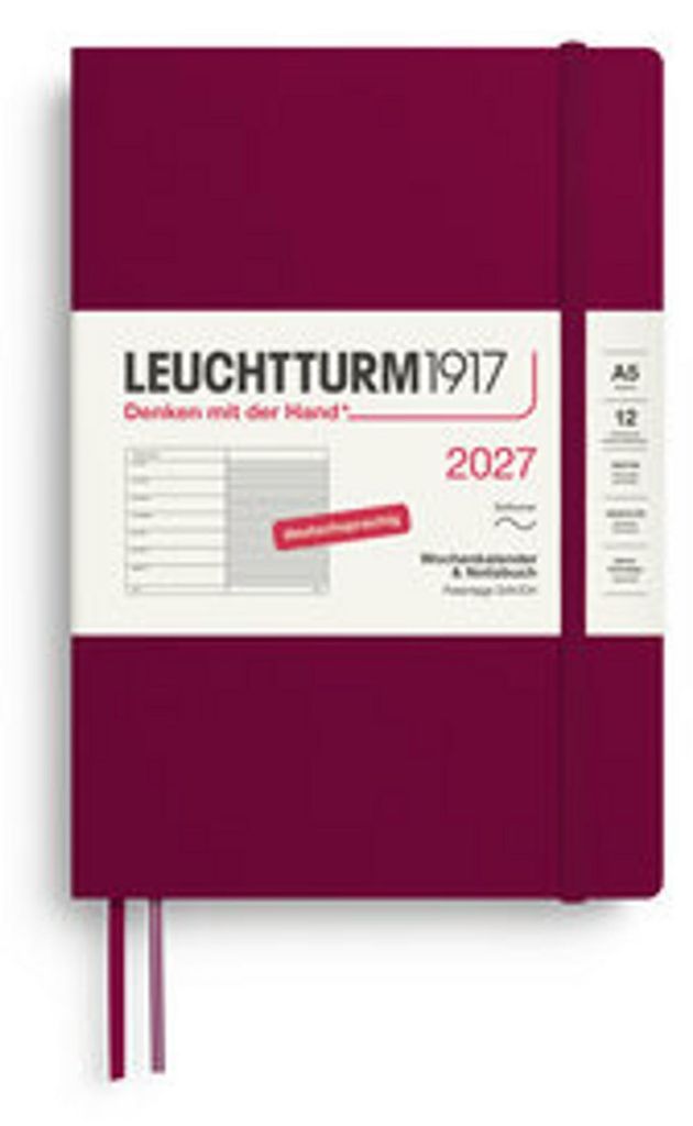 Wochenkalender & Notizbuch Medium A5 Port Red 2027 Produktbild 