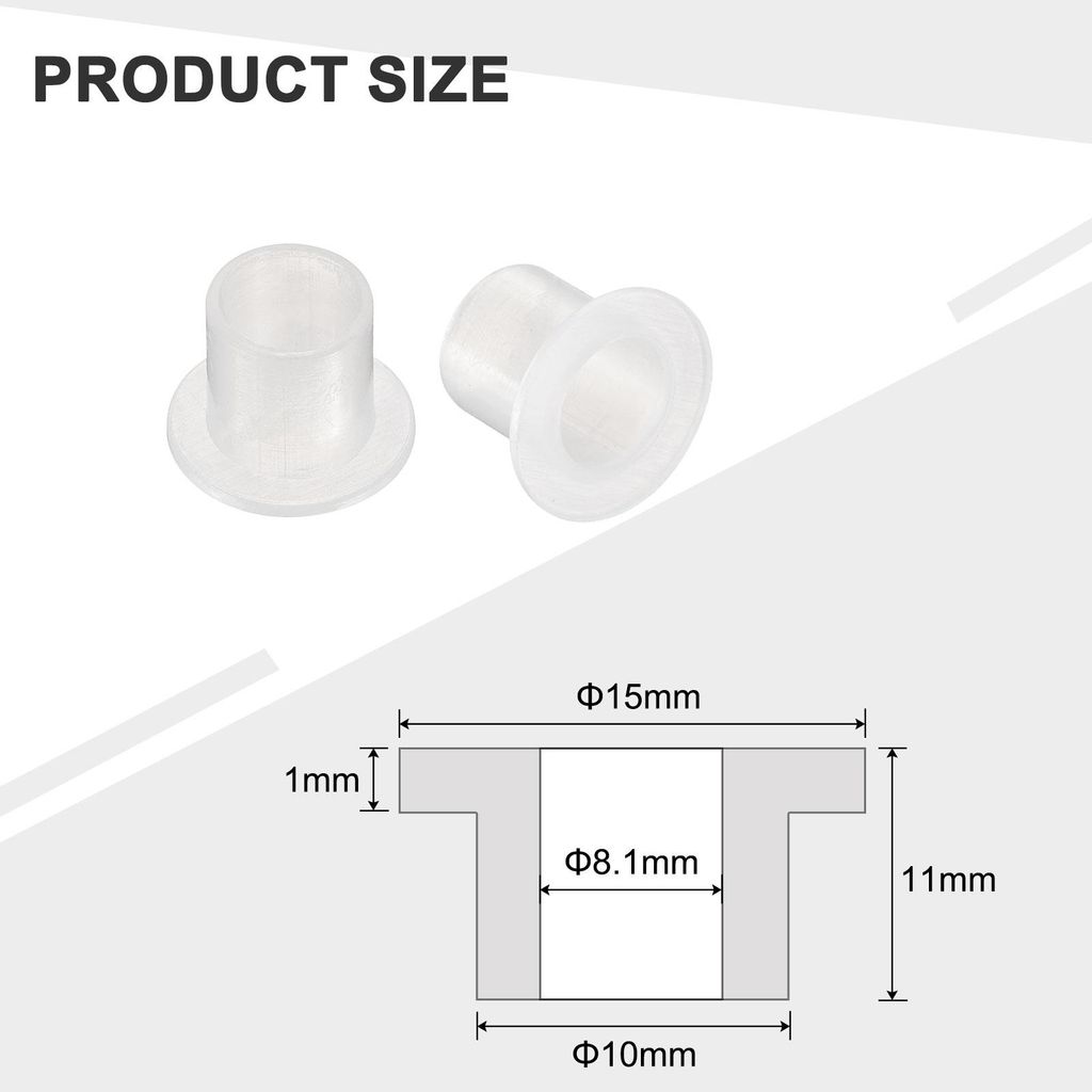 12 Stš¹ck Flanschbuchsen Kunststoff Gleitlager ID 8,1mm x AD 10mm x L?nge 11mm Nylonbuchsen, Wei?