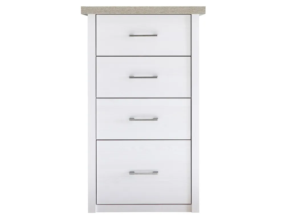 Commode Lebbie Pin Blanc 60cm - Rangement vertical bois style moderne