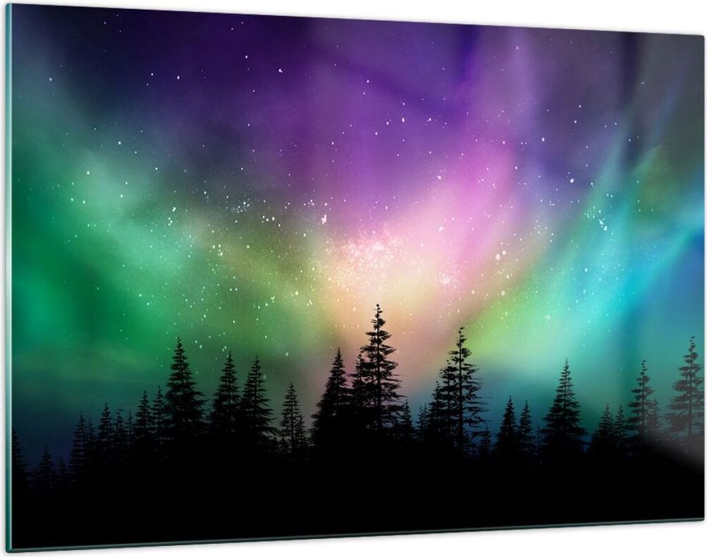 Bilder auf glas - Aurora Polar Nacht - 120x80cm - Glasbilder - Wandbilder - Kunstdruck - zum Aufhängen bereit - Wanddekoration aus Glas - Glas Bil...