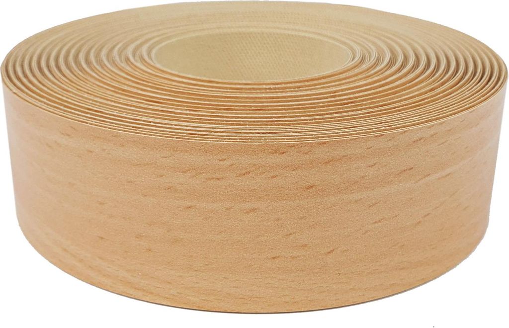 Kantenumleimer 4x100 cm - Helle Buche - Melamin Kantenband mit Schmelzkleber für stabile Möbelkanten - Umleimer für Schutz und dekorativen Absch...