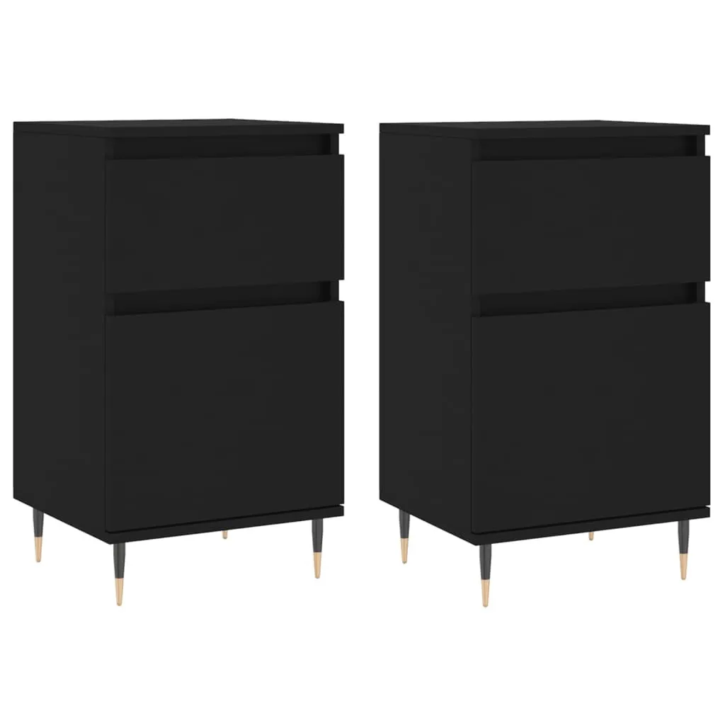 Coppia Credenze SYFAX Nere 40x35x70 cm | Arredo Minimalista Moderno