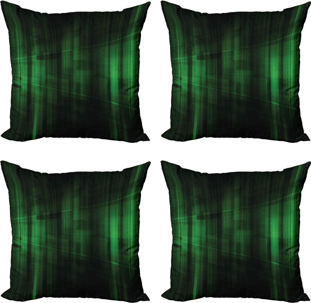 ABAKUHAUS Waldgrün Kissenbezug Set (4 Stück), Technologie-Muster, Moderner Doppelseitiger Digitaldruck, 60 cm x 60 cm, Grün Schwarz